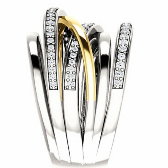 NEW 925 Sterling Silver two tone Ring - Picture 4 of 4